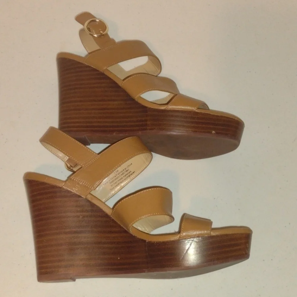 14th & Union Narissa Slingback Wedge Sandal Cognac Brown Women’s Shoes  size 7.5